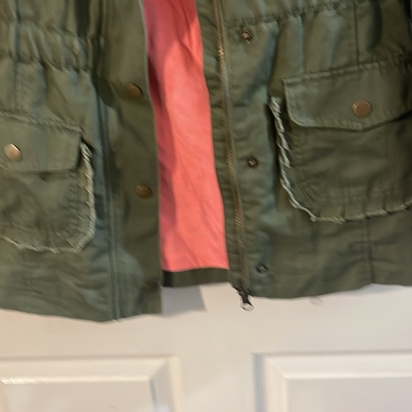 Cat & Jack Olive Raincoat with Coral Hood - Picture 6 of 8